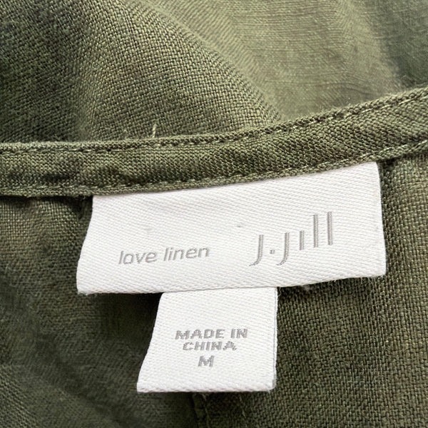 J Jill Womens Olive Linen Tank Shift Dress Sleeveless Relaxed Fit Size M