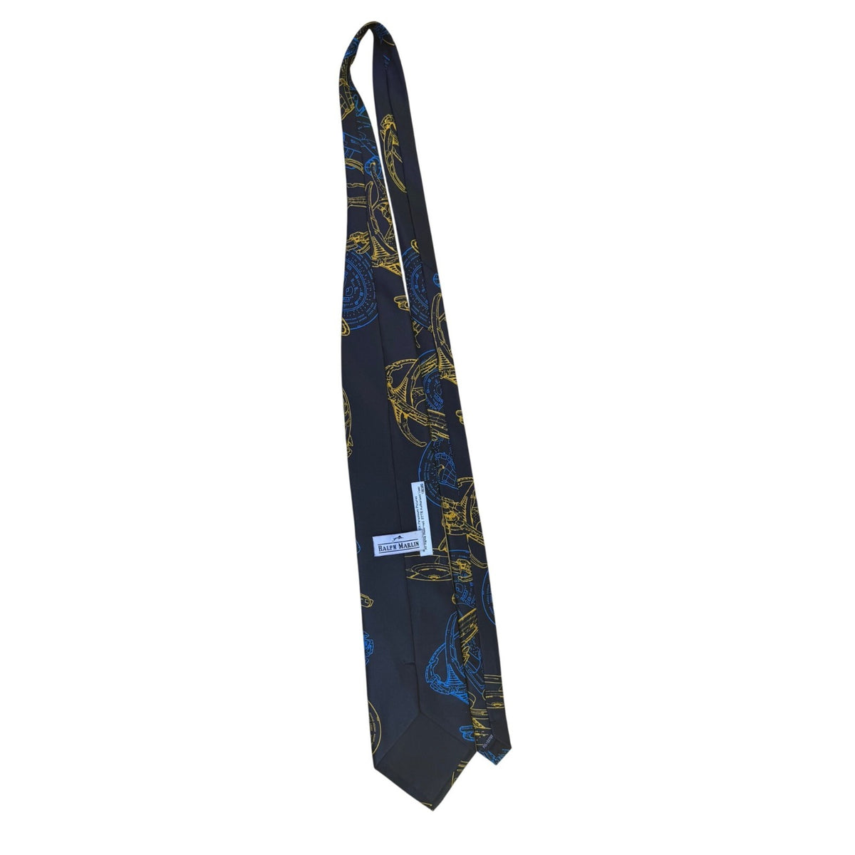 Ralph Marlin Mens Navy Blue Polyester USS Enterprise Starfleet Tie Spaceprint