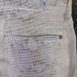 7 For All Mankind Womens White Skinny Pants Snakeskin Pattern Size 28
