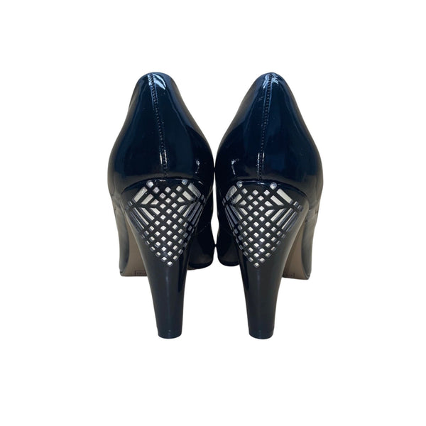 Bellini Women’s Black Patent Leather Laser Cut Pointed-Toe Trina Heels Size 8.5W