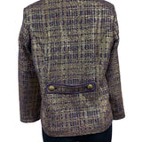 Vintage Draper’s & Damons Women’s Gold and Purple Tweed Blazer Coat Sz M