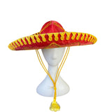 PIGALLE Unisex Red Felt Embroidered Mariachi Sombrero Gold Trim Sequin Accents