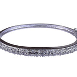 Silver Tone Womens Pavé Crystal Hinged Bangle Bracelet Elegant Design Approx 7