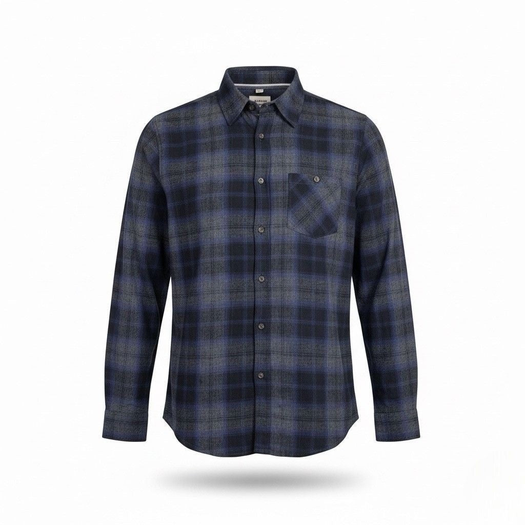 Eight Bells Mens Navy Blue Cotton Plaid Button-Up Long Sleeve Shirt Size L