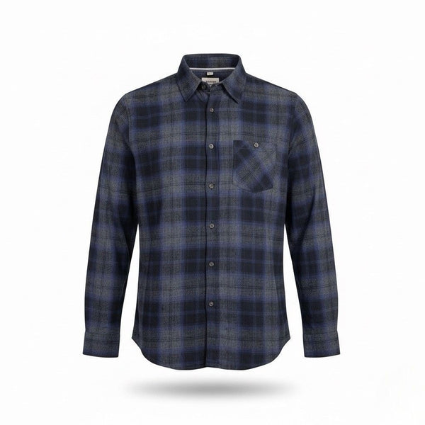 Eight Bells Mens Navy Blue Cotton Plaid Button-Up Long Sleeve Shirt Size L