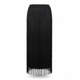 Cynthia Rowley Womens Black Fringe Maxi Skirt Flowy Elegant Party Wear Size 2
