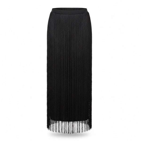 Cynthia Rowley Womens Black Fringe Maxi Skirt Flowy Elegant Party Wear Size 2