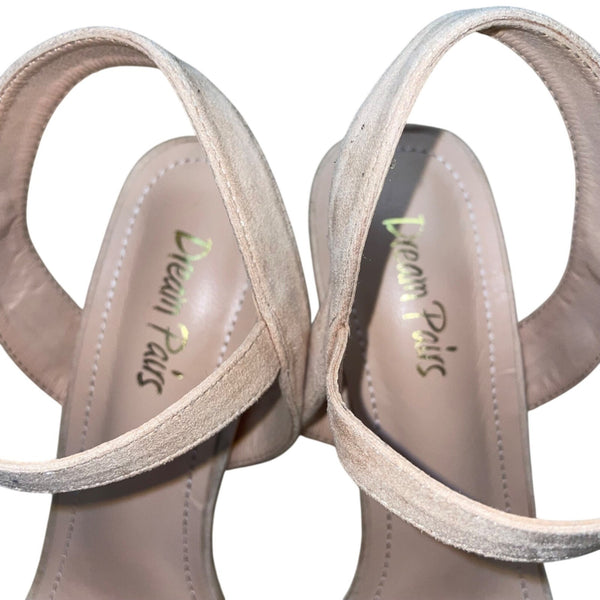 Dream Pairs Women’s Light Pink Suede Ankle Strap Gisela Heeled Sandals Size 8.5