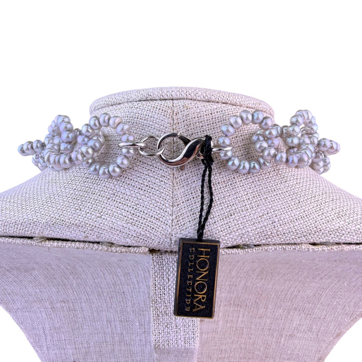 Honora Womens Gray Faux Pearl Necklace & Earring Set With Metal Accents