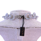 Honora Womens Gray Faux Pearl Necklace & Earring Set With Metal Accents