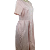 Vintage Talbots Pink Button-Down Short Sleeve Midi Dress With Pockets Sz 4P