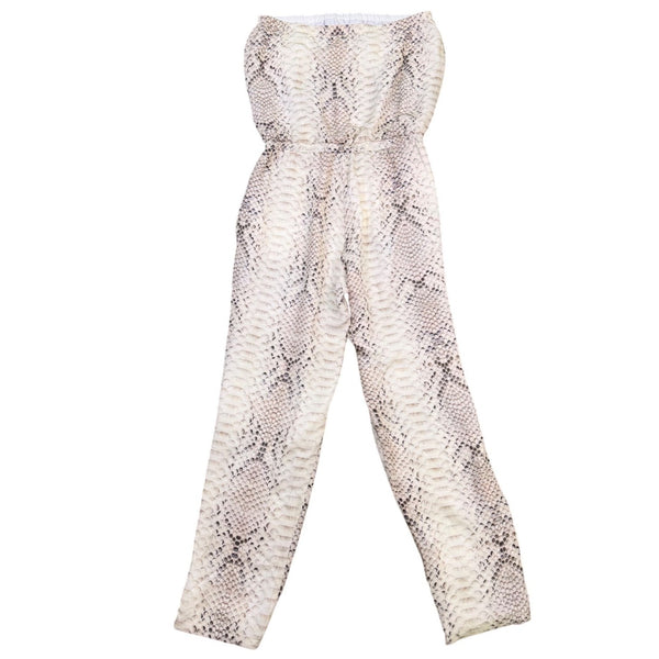 Haute Hippie Womens Beige & Black Snake Print  Jumpsuit Size M