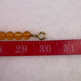 Vintage Womens Cognac Orange Glass Bead Faceted Necklace Art Deco