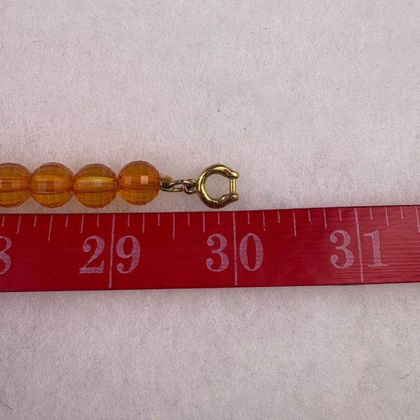 Vintage Womens Cognac Orange Glass Bead Faceted Necklace Art Deco