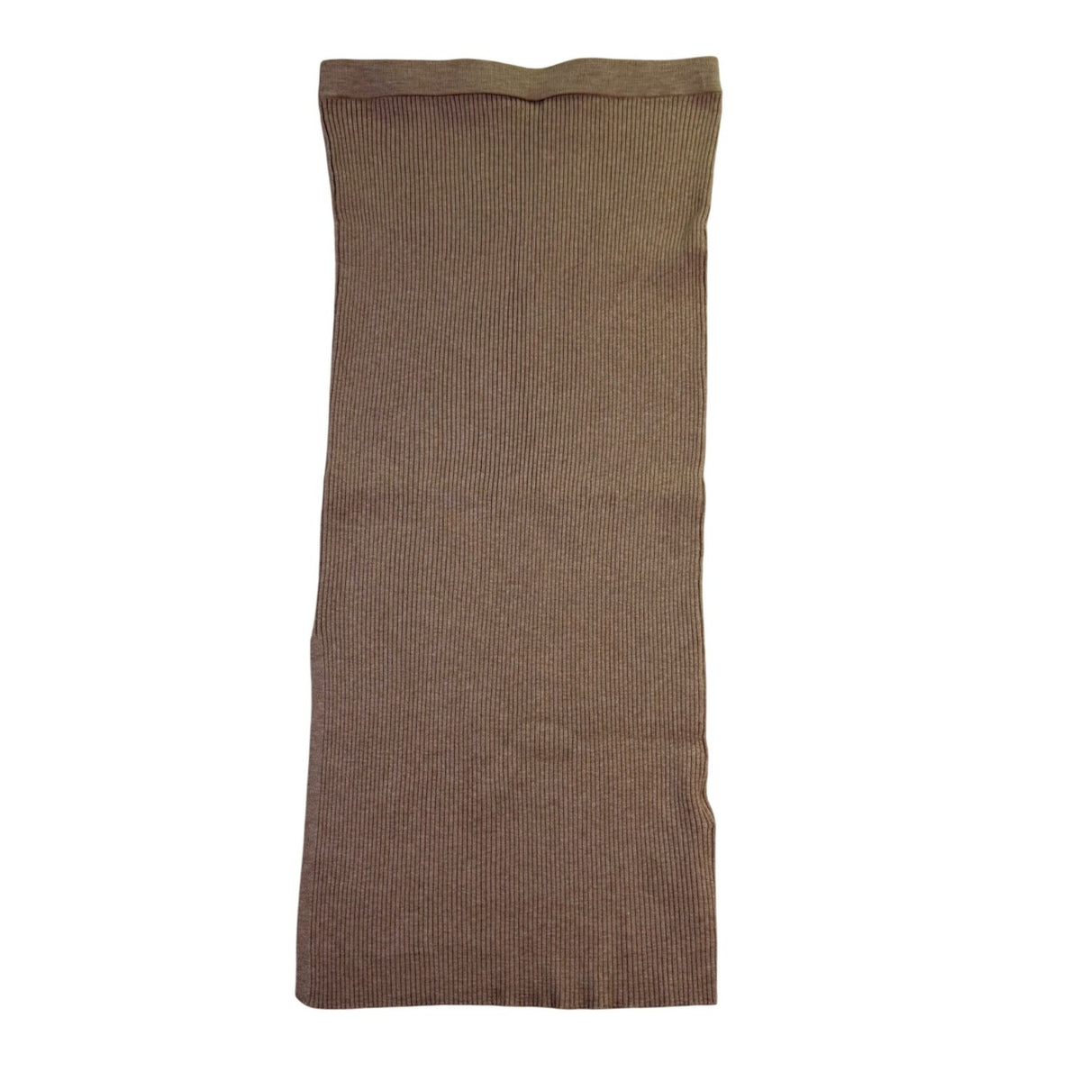 Mango Womens Beige Ribbed Knit Midi Skirt Stretch-Fit Size S