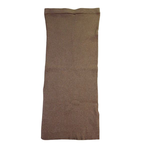 Mango Womens Beige Ribbed Knit Midi Skirt Stretch-Fit Size S