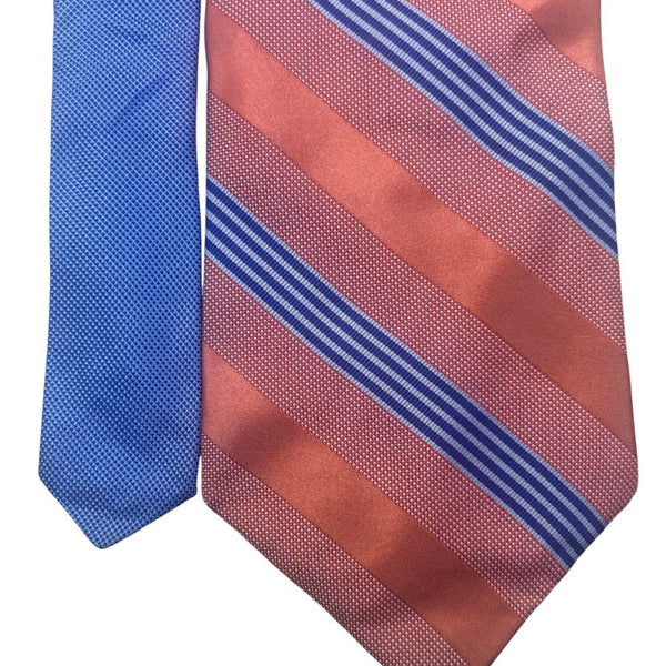 Tommy Hilfiger Men’s Orange Blue 100% Silk Striped Necktie Made In USA