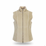 Express Womens Beige Faux Leather Sherpa Lined Zip-Up Vest Size XS