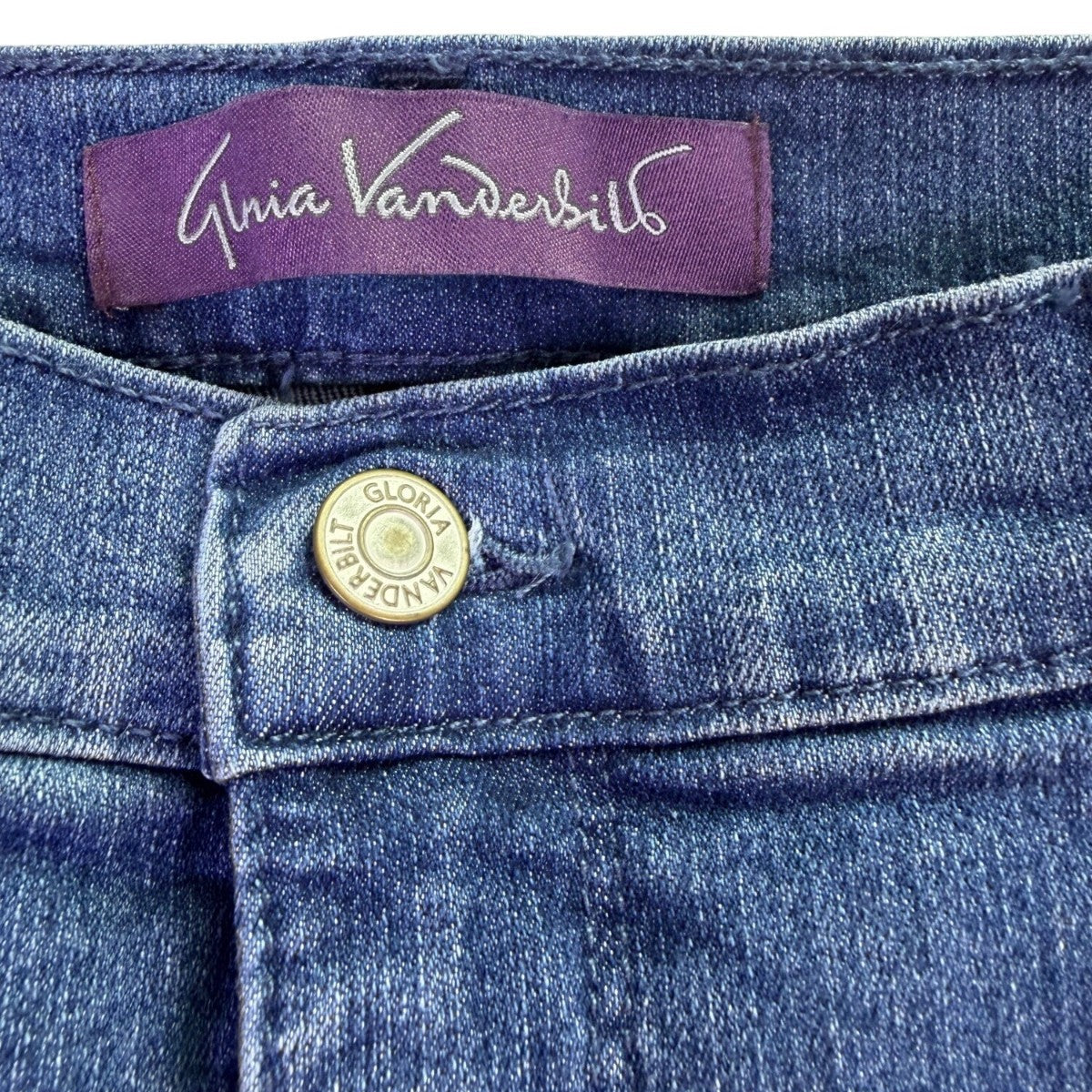 Gloria Vanderbilt Womens Blue Denim Amanda Straight-Leg Jeans Classic Fit Sz14