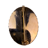 Gold-Tone Metal Hand-Painted Porcelain Scenic Brooch Multicolor Elegant Jewelry