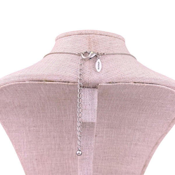 Chicos Womens Silver Tone Adjustable Necklace With Hammered Pendant