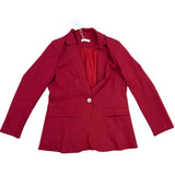 Cicy Bell Womens Red Long Sleeve Blazer Jacket With Single Button Lapel Size L