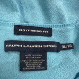 Ralph Lauren Sport Womens Blue V-Neck Sweater Boyfriend Fit Sz- XL