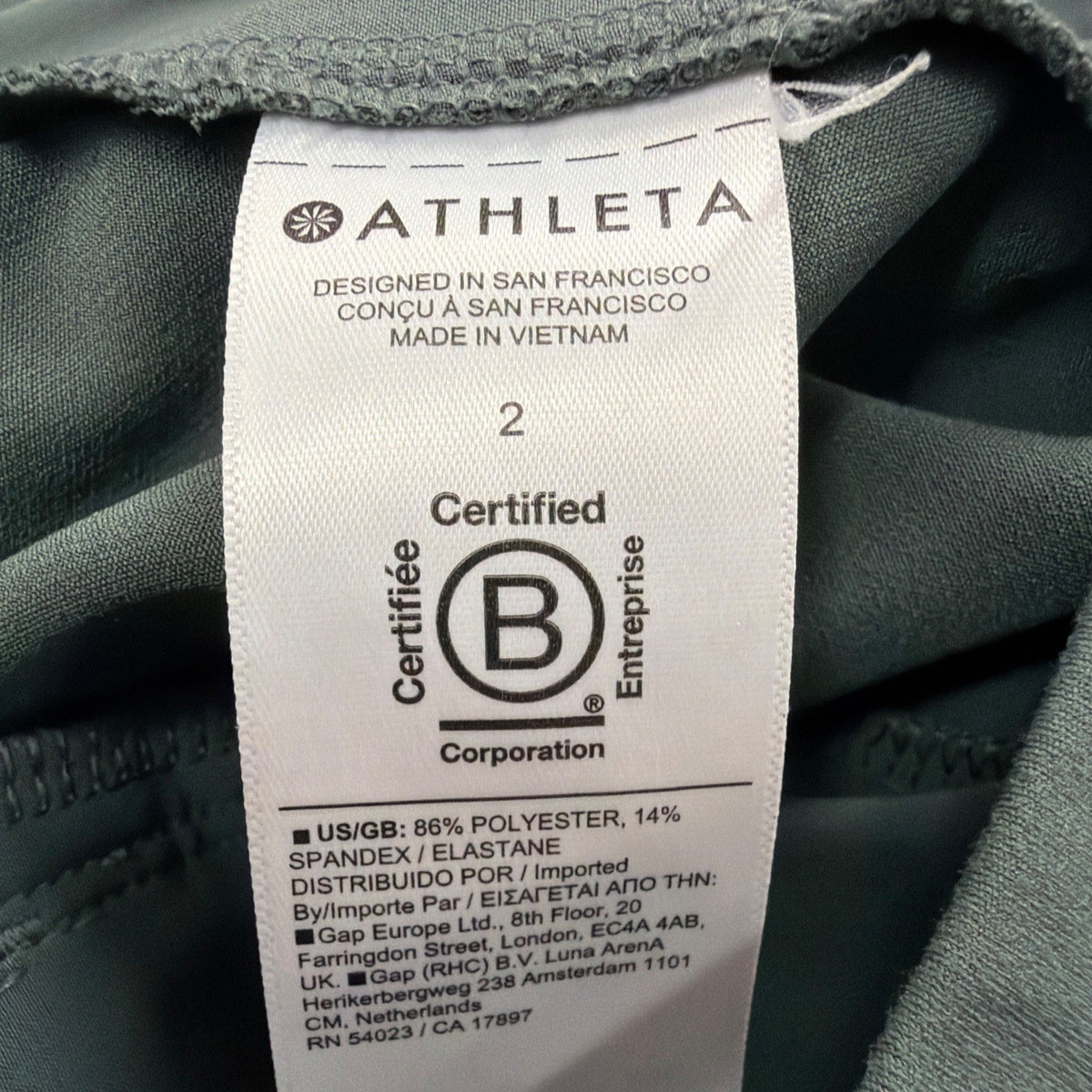 Athleta Womens Dark Green High-Waisted Slim Fit Pants Stretchy Size 2