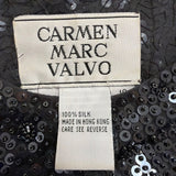 Carmen Marc Valvo Womens Black Silk Sequin Sleeveless Dress Size 10