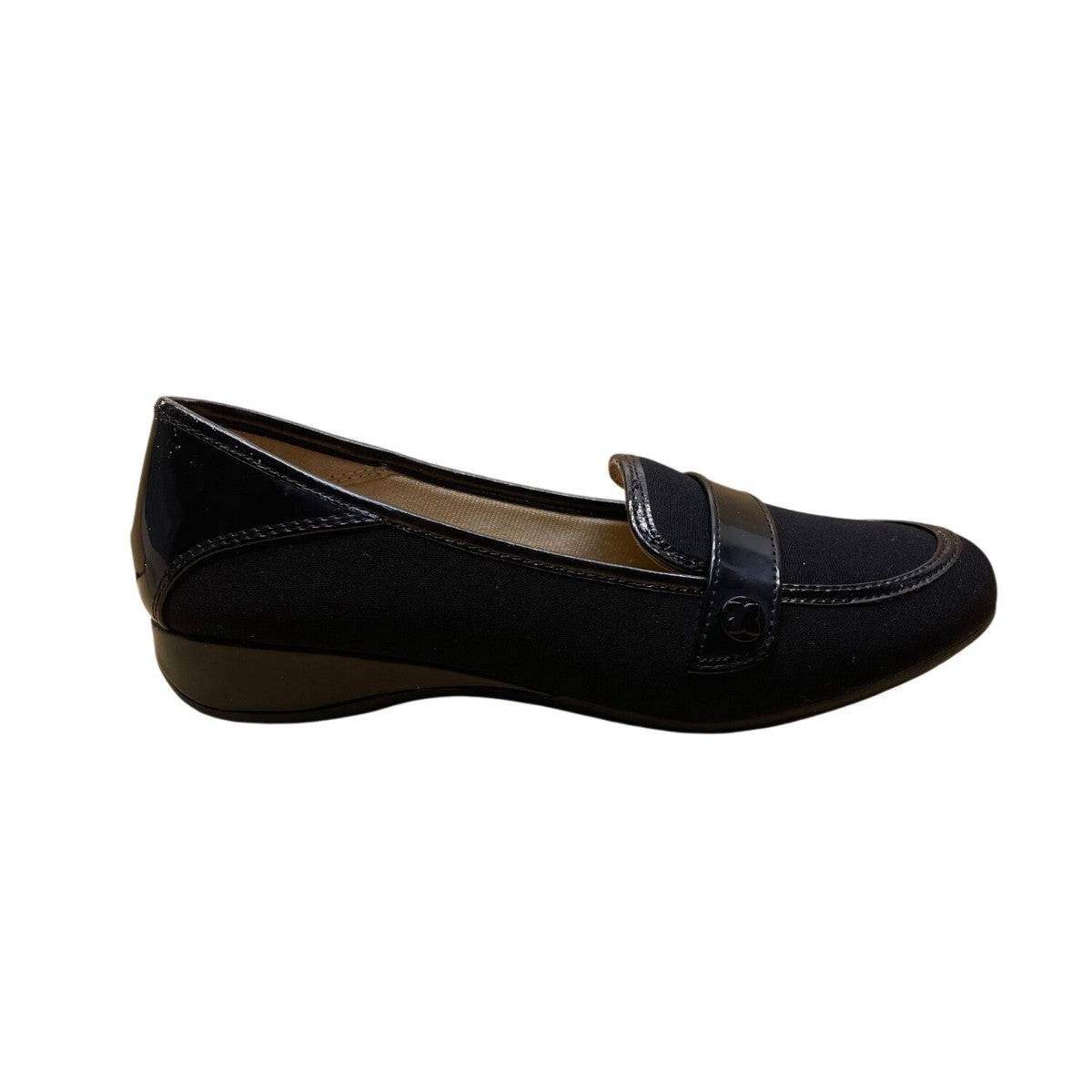 Kelly & Katie Women’s Black Fabric With Patent Trim Slip-On Danic Loafer Size 7M