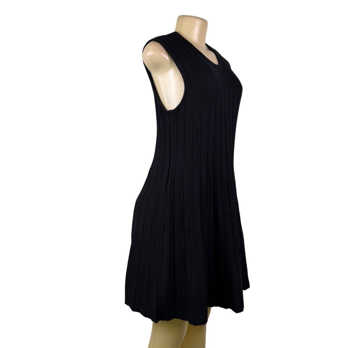 Pomander Place Womens Black Ribbed Knit Sleeveless Dress Sz L - New