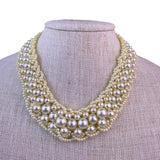 Multi-Strand Faux Pearl Gold-Tone Bib Necklace Womens Jewelry Elegant