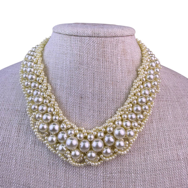 Multi-Strand Faux Pearl Gold-Tone Bib Necklace Womens Jewelry Elegant