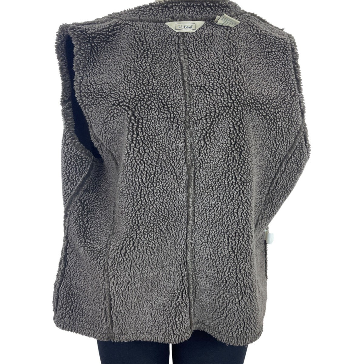 L.L. Bean Women's Gray Sherpa Lined & Sleeveless Button Front Vest Sz M