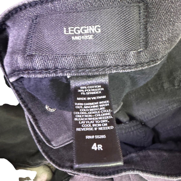 Express Womens Black Fringe-Trim Mid-Rise Legging Jeans Size 4R
