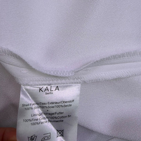 Kala Womens White Silk Sleeveless A-Line Dress Keyhole Detail Size S