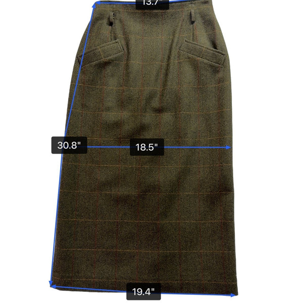 Anne Klein Womens Brown Plaid Wool Pencil Skirt Vintage Office Attire Sz 10