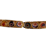 Antique Italian Gold-Tone Womens Micro Mosaic Bracelet Circular Floral Design