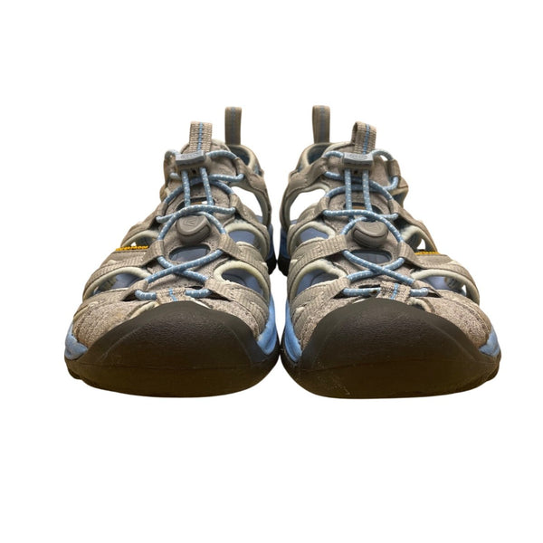 Keen Women’s Gray & Alaskan Blue Fabric Outdoor Whisper Sandals Size 8