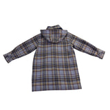 L.L. Bean Womens Plaid Wool-Blend Hooded Toggle Coat Blue/Yellow Sz M