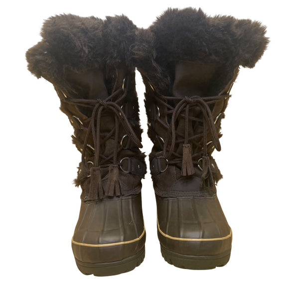 Khombu Women’s Brown Faux Fur Insulated Lace-Up Winter Snow Boots Nordic Size 8M