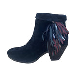 Sam Edelman Women’s Black Suede Fringe Louie Ankle Boots Size 7.5M
