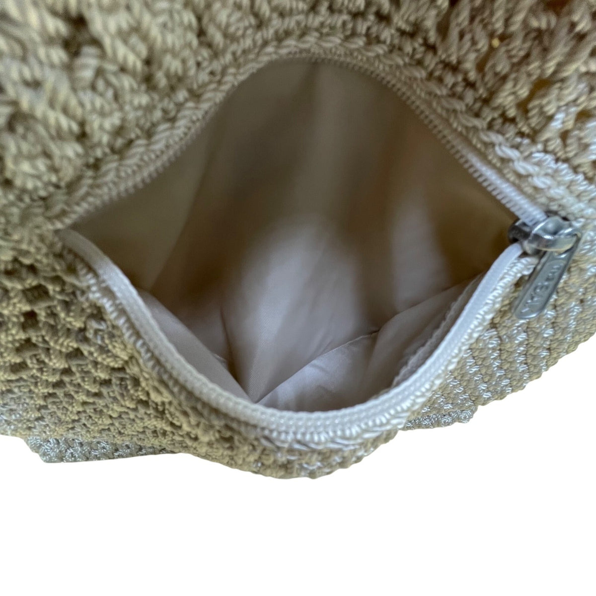 The Sak Women’s Light Beige Crochet With Zipper Pocket Casual Shoulder Bag