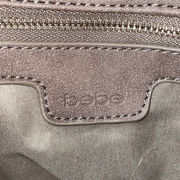 Bebe Women’s Gray Faux Leather Quilted With Gold Chain Strap Shoulder Bag
