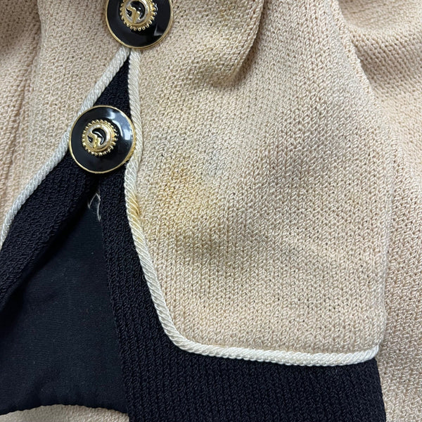 St. John Women's Beige & Black Knit Blazer Jacket Button Front Size 4