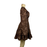 Altard State Womens Brown Cotton Floral Print Long Sleeve Tiered Mini Dress Sz M
