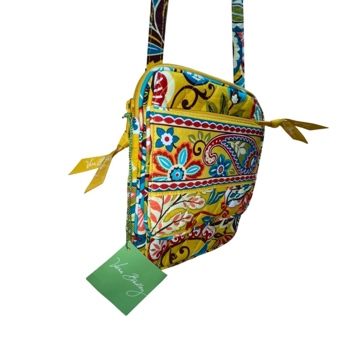 Vera Bradley Women’s Yellow Quilted Adjustable Strap Mini Hipster Crossbody Bag