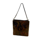 Patricia Nash Womens Brown Leather Floral Embossed Chain Strap Shoulder Tote Bag