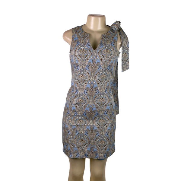 Talbots Womens Paisley Print Cotton & Silk Blend Sleeveless Sheath Dress Size 2P