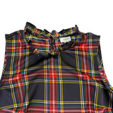 J.Crew Women’s Plaid Ruffle Neck Sleeveless Top Black/Red Lightweight Sz XS